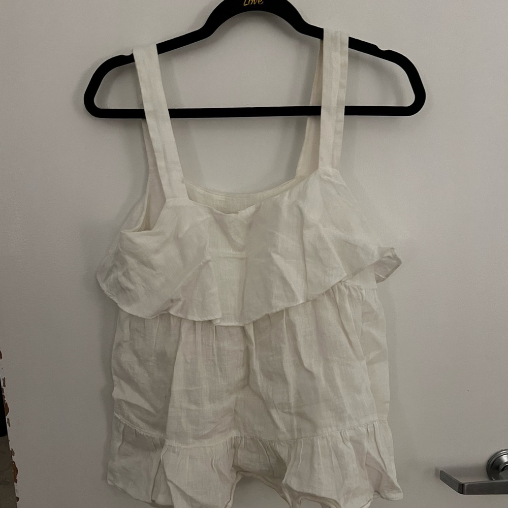 Zara RUFFLED LINEN TOP - one small stain